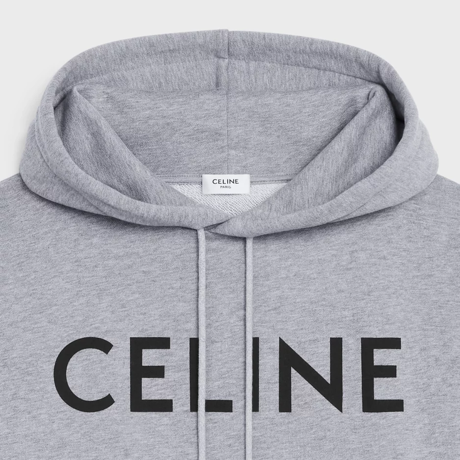 CELINE LOOSE HOODIE IN COTTON FLEECE GREY