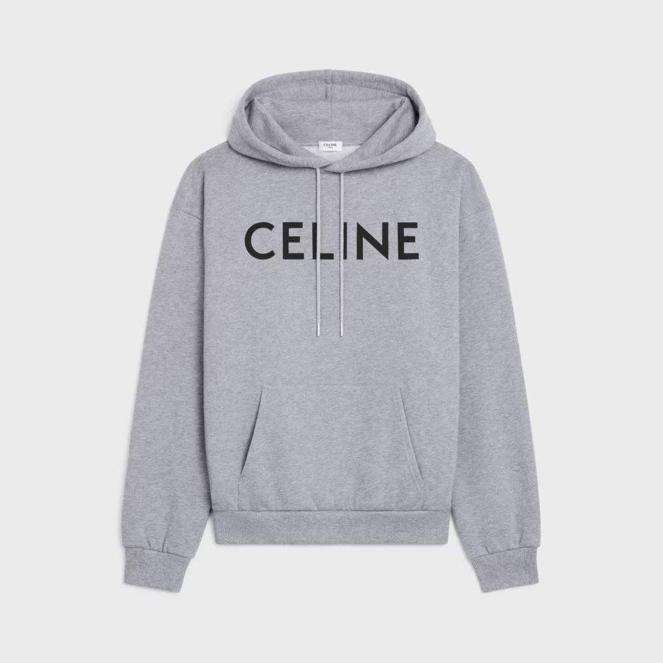 CELINE LOOSE HOODIE IN COTTON FLEECE GREY