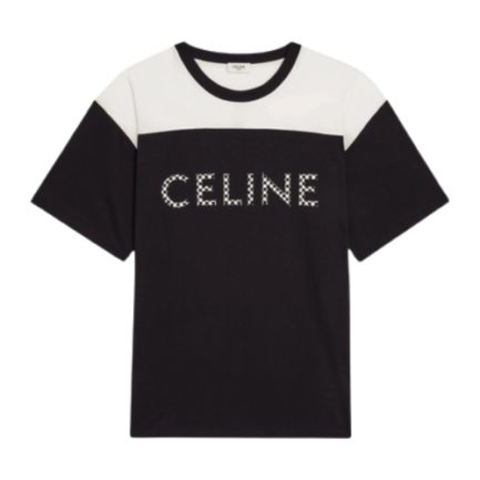 Celine Loose T-Shirt in Cotton Jersey With Studs