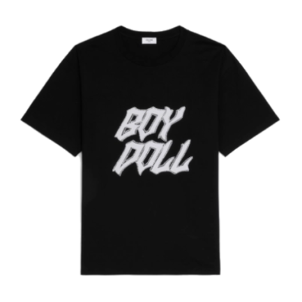 Loose Fit T Shirt in Cotton Jersey With Studded Boy Doll Print