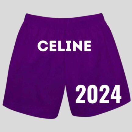 Celine Purple Embroidered Pull On Short