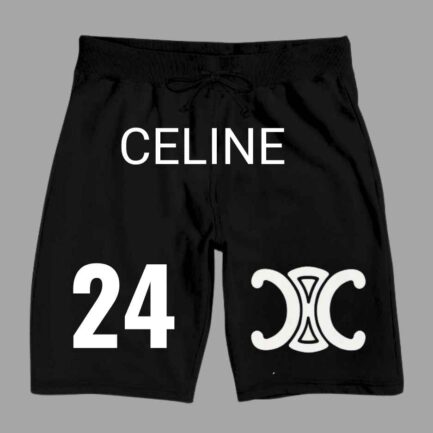 Celine Shorts Black Graphic Sleep Logo