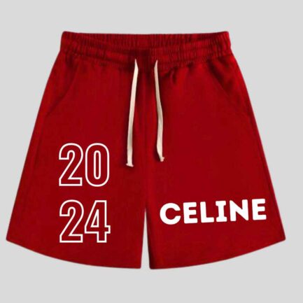 Celine Shorts Dark Red 2024 Logo